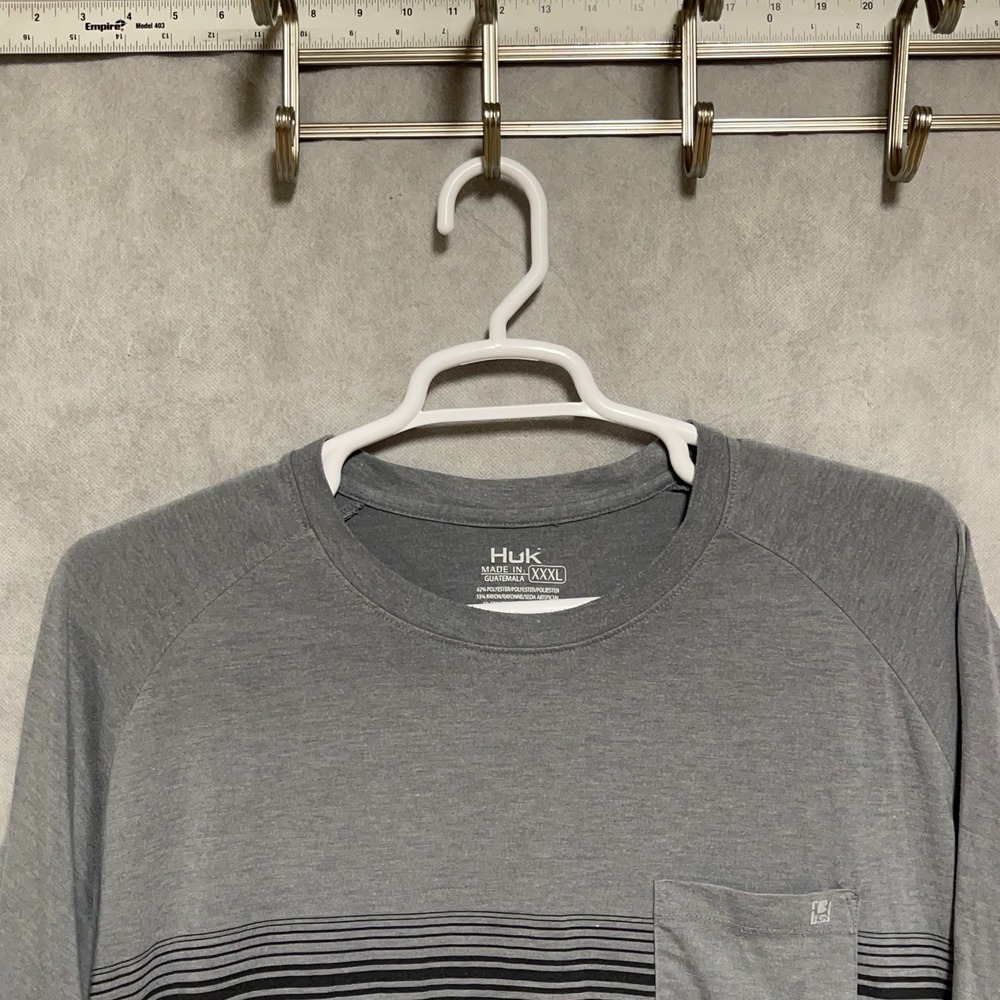 HUK Shirt Men 3XL Gray Waypoint Fishing S/S Tee Pocket Outdoor Performance UPF